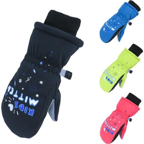Kids Outdoor Waterproof Warm Mittens Boys Girls Windproof Non-slip Ski Gloves
