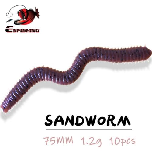 Esfishing Fishing Baits Worm Lures Sandworm 75mm 10pcs Artificial Bait Spinnerbait Tackles Quality Lures PVA Fishing Pesca