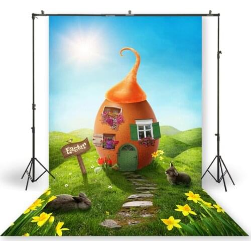HUAYI Photography Backdrop Newborns Baby Studio Photo Background Spring Easter Cartoon Tree House Photoshoot Backdrop XT-7596