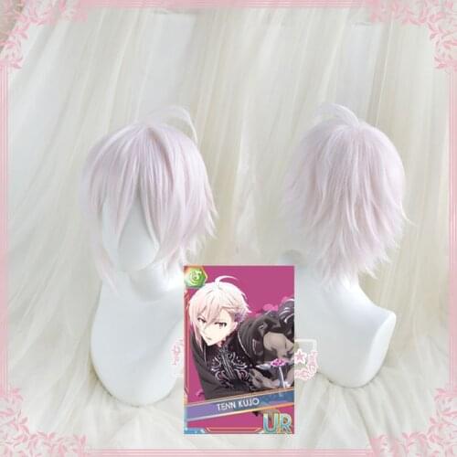 Idolish7 Kujo Tenn Wigs Anime Costume Party Heat Resistant Synthetic Hair Light Pink Cosplay Wig + Free Wig Cap