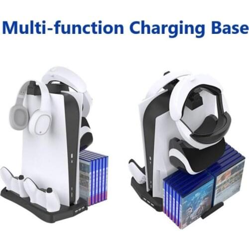 Game Host Cooling Fan Bases Bracket Stand Holder Disk Storage Rack Earphone Storage Dual-Hanging Brackets For PS5 DE/UHD