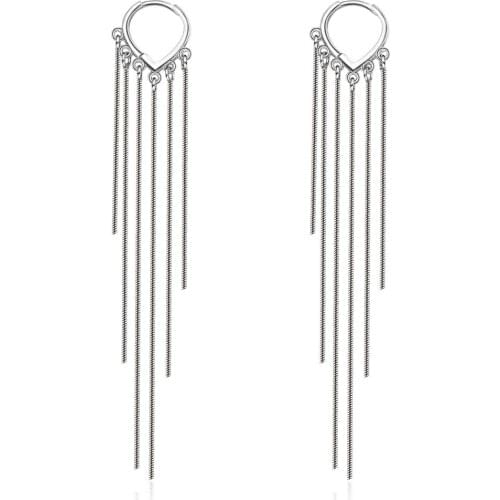 Korean Long 925 Sterling Silver Earrings Tassel Drop Earring Female Wedding Party Jewelry Trend Girls Circle Loop Ear Brincos