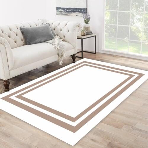 White color brown shape line frame patterned carpet modern carpet rug free shipping soft textured carpet