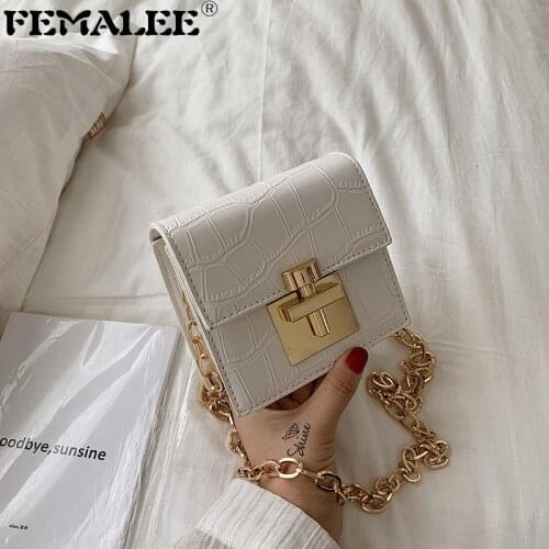 Crocodile Pattern MINI Crossbody Bags For Women 2019 Lock Messenger Shoulder Bag Lady Phone Handbags and Purses Stone Pattern