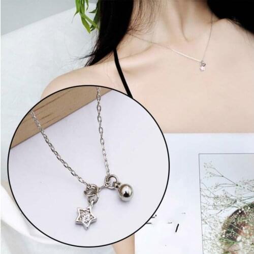 Fashion Jewelry Simple Five-pointed Star Necklace Zircon Beads Thin Section Sweet Statement Necklace Female Elegant Necklace