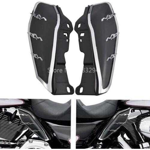 Motorcycle Black Flame Mid-Frame Engine Air Deflector Heat Shield Trim For 09-16 Harley Touring Trike