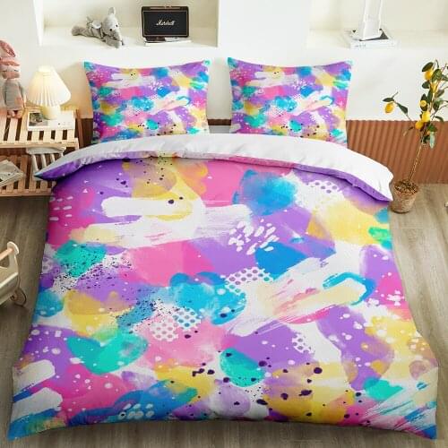 Colorful Wave Point Beding Set Bed Set Bedroom Decoration 3D Print Pillowcase Custom Soft Duvet Cover Girls Queen King Single