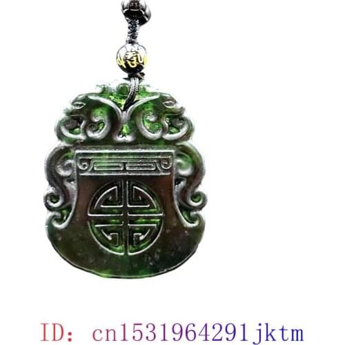 Jade Dragon Pendant Necklace Fashion Carved Obsidian Amulet Jewellery Black Green Gifts Gemstone Chinese Natural Charm