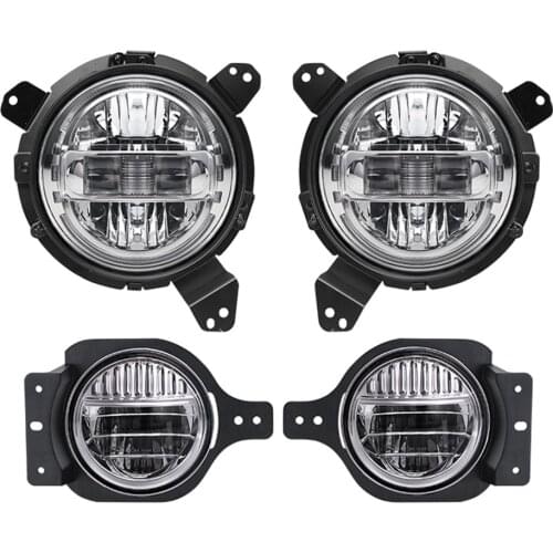 Newest Car Accessoris Led Headlights For Lada Niva Urban Jeep Wrangler JK JL Off Road 4x4 7inch Led Headlight +4inch Foglights