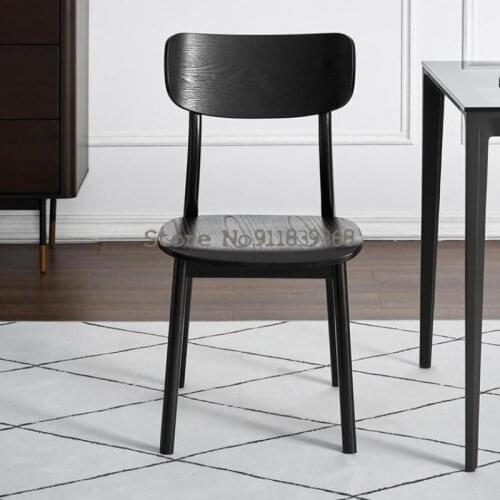 Nordic all solid wood dining chair modern minimalist home restaurant back chair hotel creative net red light luxury leather art