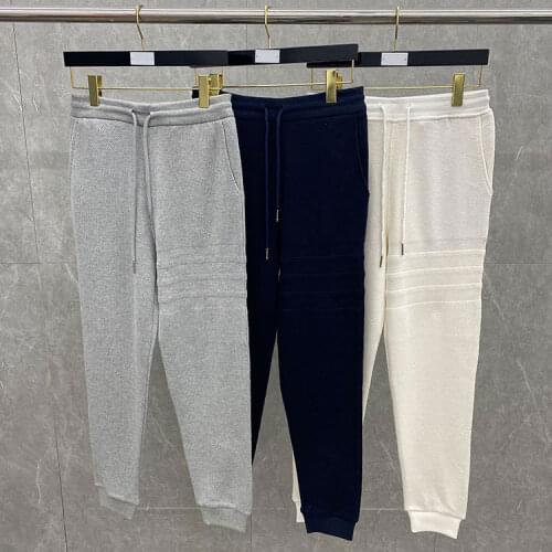 2021 Autumn Women tb Striped Trouser Sport Long Pants Cotton Casual Men Mid Waist Bottom High Quality Korean Design