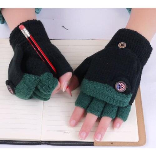 10-16 Years Old Winter Fingerless Gloves Kids Cute Star Warm Soft Knitted Mittens Girls Boys Indoor and Outdoor Sports