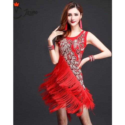Latin Dance Dress Girls adult Modern Ballroom tassel Fringe Salsa Tango tassels samba carnival costume compitition outfit
