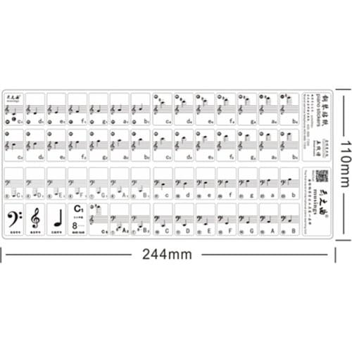 Keyboard Sticker Transparent Piano Keyboard Sticker 61 Key Electronic Keyboard 88 Key Piano Stave Note Sticker for White Keys