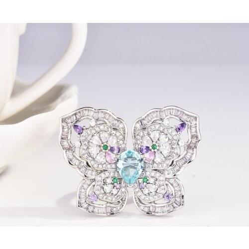 Luxury Exaggeration Rings Charm Butterfly Jewelry Europe America Style Fashion Cocktail Party Accessories Women Promise Wedding