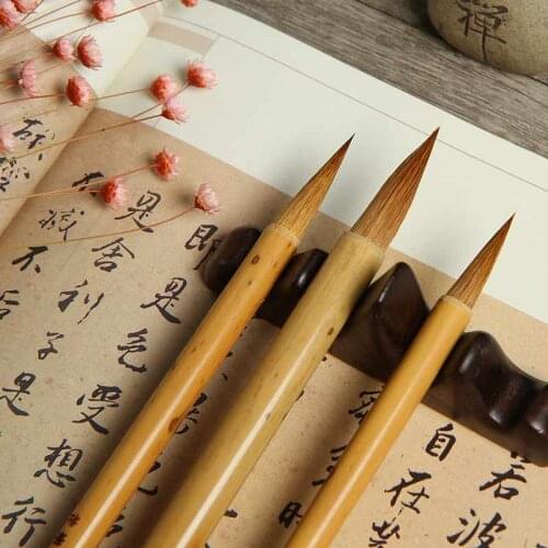 3Pcs Chinese Calligraphy Pen Tinta China Chinese Landscape Painting Regular Scrip Weasel Hair Writing Brush Set Caligrafia
