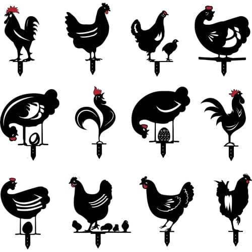 Garden Decoration Chicken Yard Art Home Garden Lawn Decoration Black Chicken Insert Card Easter Decoration Chicken Ornaments