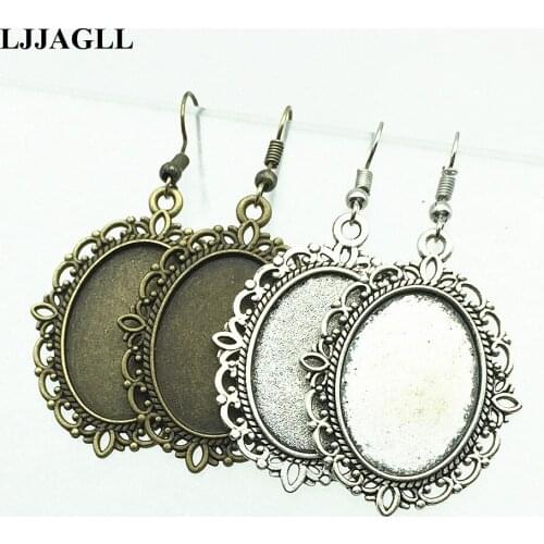 LJJAGLL Zinc Alloy 6pcs/lot Blank Diy Earrings Dangle Earring Back Drop Jewlery Fit Oval 18*25mm Diy Jewelry Findings AEZ027