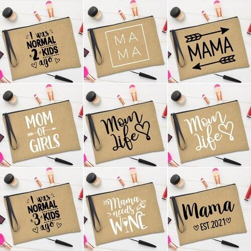 Mom Life of Boy Girl Cosmetic Bag Outdoor Shopping Mirror Glasses Lipstick Storage Purses High Capacity Travel Toiletry Handbag