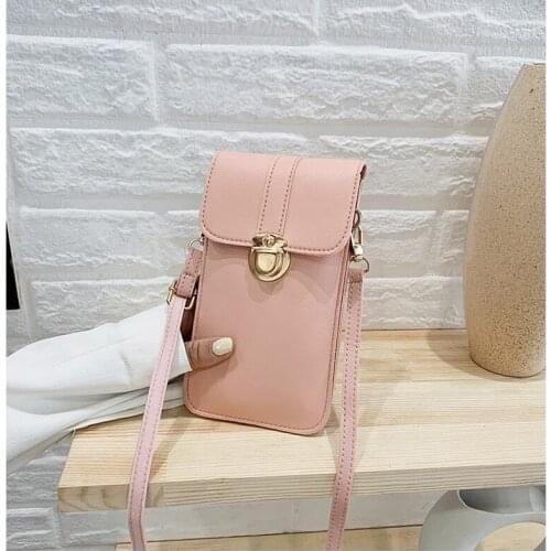 Bags 2021 New PU Leather Handbags Can Touch Screen Mobile Phone Bag Shoulder Messenger Small Bag Mini Lock Mobile Phone Bag