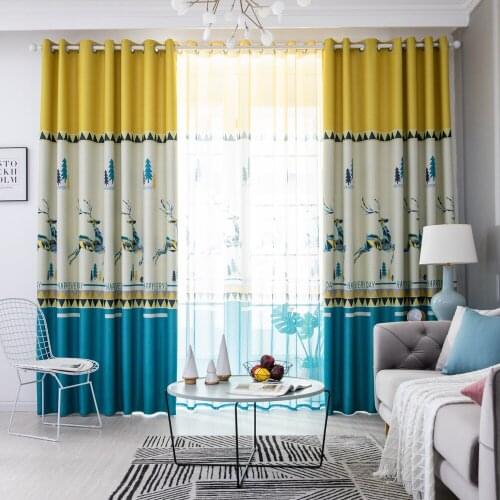 Christmas Decoration Blackout Curtains for Kids Bedroom Pink Blue 1 Panel Polyester Custom Size Living Room Kitchen Window Drape