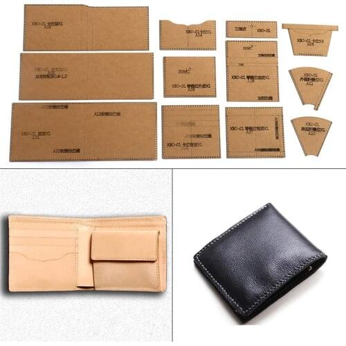 1Set DIY Kraft Paper Template New Practical Mens Business Short Wallet Leather Craft Pattern DIY Stencil Sewing Pattern 10*11cm