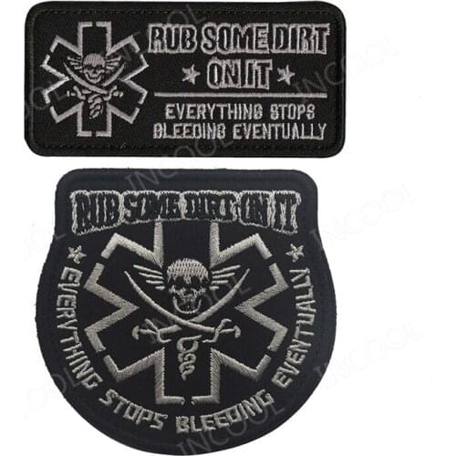 Embroidered Patches Rub Some Dirt Paramedic EMT Medic Tactical Military Patches Applique Fabric Emblem Embroidery Badges