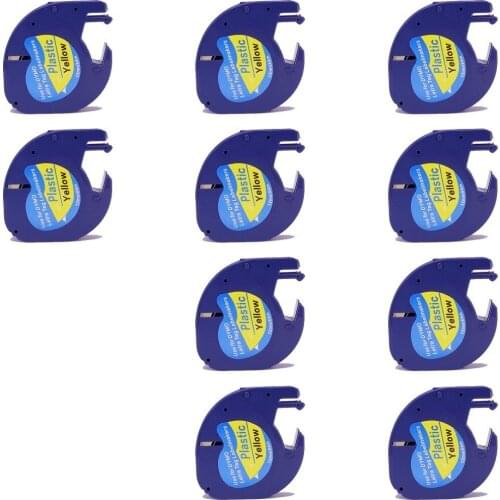 10PCS dymo 91202 DYMO LetraTAG 91202 LT91202 DYMO PLASTIC YELLOW LABEL 12MM*4M BLACK ON YELLOW DYMO 91202 LABEL