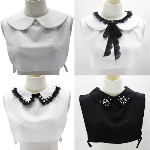 Womens Doll Lapel False Fake Collar White Black Detachable Half Shirt Sweater Dress Autumn Summer False Collars Nep Kraagie