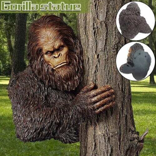 Gorilla Statue Outdoor Garden Resin Statue Animal Monkey Figurine Sculpture Creative Ornament for Patio Lawn Yard Art Decoration