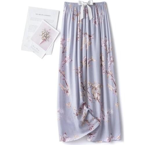 2021 Summer Sleep Bottoms for Women Floral Print Loose Ankle-Length Pants Elastic Waist Sleeping Wear Thin Lounge 19 Colors
