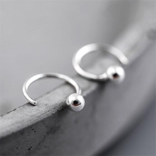 925 Sterling Silver Small Ball Stud Earrings For Women Party Boucles d'oreilles Wedding Jewelry Girl Gifts eh604