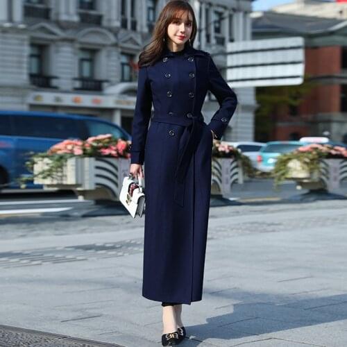 Spring and Autumn Coat Womens New Long Hepburn Style Womens Windbreaker Coat in 2021