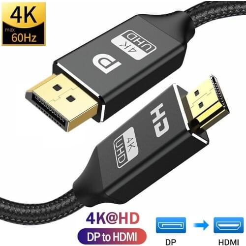 1M 2M 3M Display Port to HDMI Cable 4K 60Hz 30Hz DP to HDMI-compatible Cable for PC xiaomi Laptop TV Projector Video Audio Wire