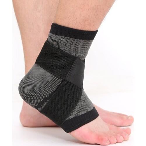 1PCS 3D Weaving Elastic Ankle bandage Nylon Ankle Support Brace with strap Basketball Football Taekwondo Fitness Heel Protector