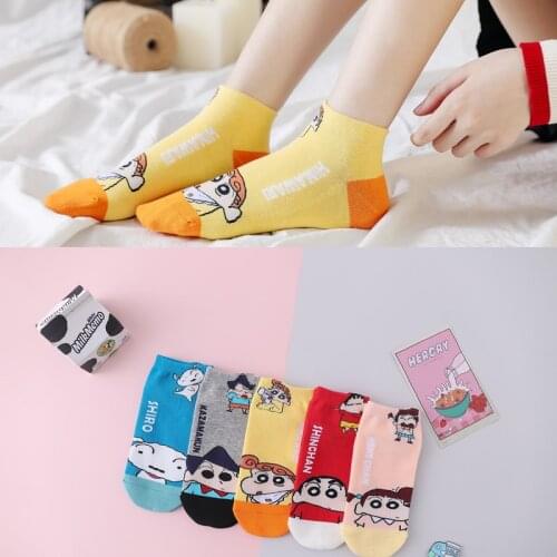 2020 Fashion New Style Spring and Autumn Cartoon Cute Little New Straight Stereo Shallow Mouth Socks for Women 5 Pairs