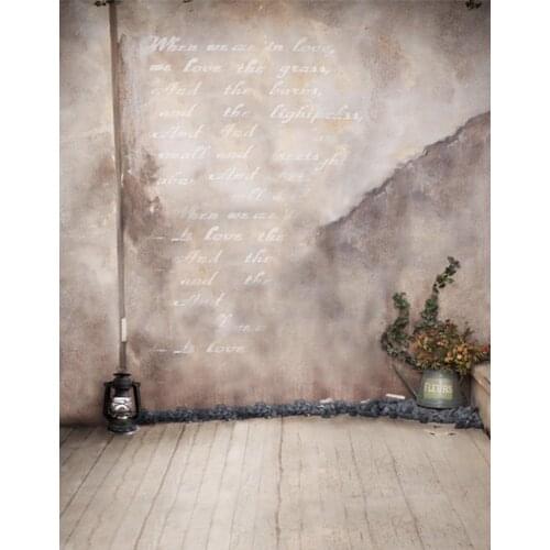 5x7ft Wooden Floor Vintage Wall Poem Flowers Photography Backdrops Photo Props Studio Background
