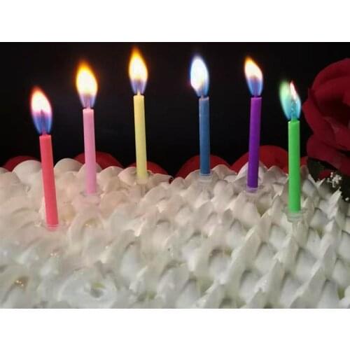 6PCS Birthday Candle Colorful Flame Birthday Cake Candle Cake Topper Candle