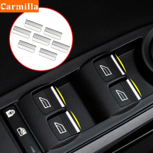 Carmilla 7Pcs/Set Car Window Lifting Button Chrome Sequin Trim Sticker for Ford Focus 2 3 MK2 MK3 2005 - 2018 Accessories