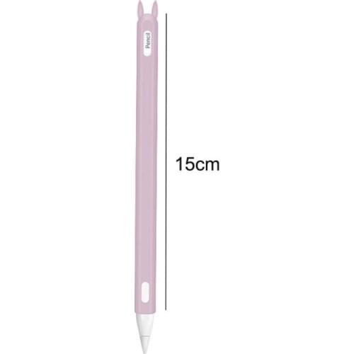 Cute Rabbit Ear Anti-scroll Soft Silicone Protective Sleeve Pouch Case Skin Nib Cover for Apple i-Pad Pro Pencil 2nd