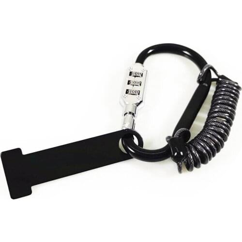 Black/chrome Metal Helmet 3-Digit Security Lock +T-bar+Cable Code Combination Locking Carabiner Chopper Cafe Racer Old School