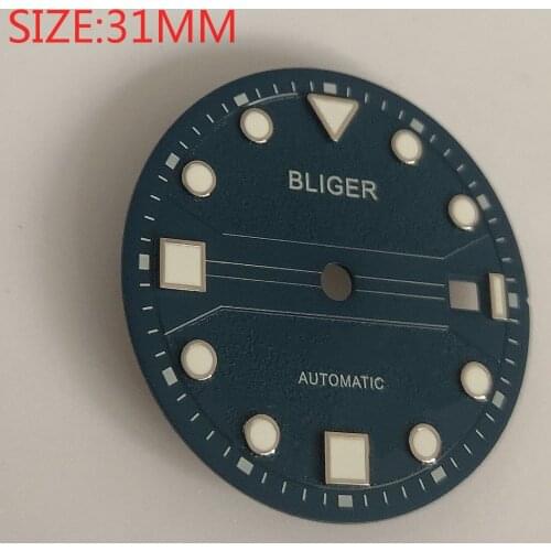 BLIGER 31mm mens watch dial is suitable for Miyota-DG-2813-3804 ETA MH36 MH35 cases automatic movement dials Drak blue