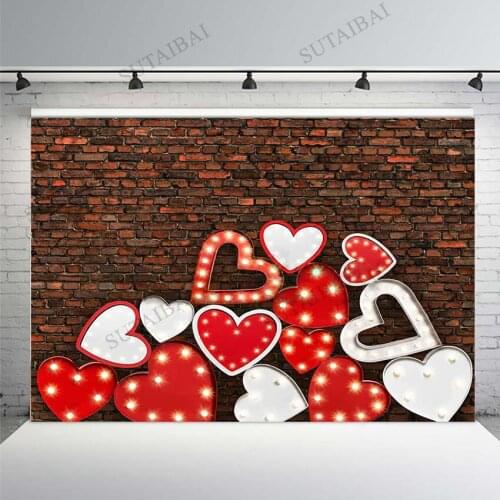 Love Heart Confession Wall Background Photo Shoot Valentine Day Backdrop Glitter Shining Love Adult Baby Portrait Photocall