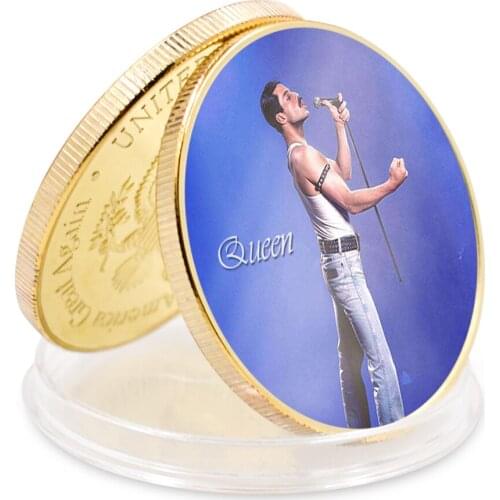 Queen Gold Plated Coin Freddie Mercury Commemorative Challenge Coins Collectibles for Christmas Gift