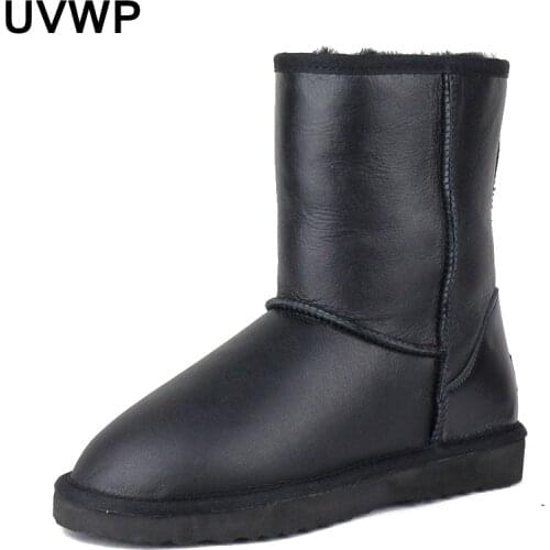 Fashion Waterproof 100% Natural Fur Women Boots Sheepskin Leather Snow Boots Warm Winter Boots Women Shoes Boots Free Shipping