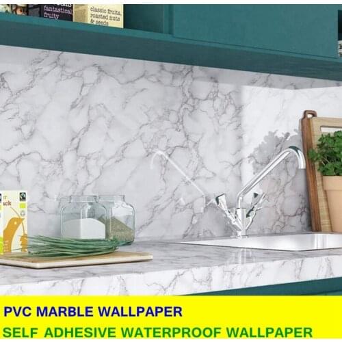 Marble Kitchen Oil-proof Wallpaper Self Adhesive Wall Stickers Contact Paper Countertop Vinyl Sticker Waterproof Home Decoration
