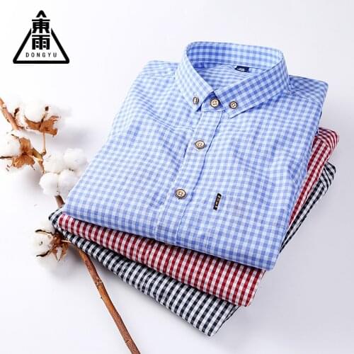 Mens Business Casual Shirts Cotton Spring Autumn Long sleeved Tops Jackets Shirt in Summer Plaid Suits are Free of Ironing