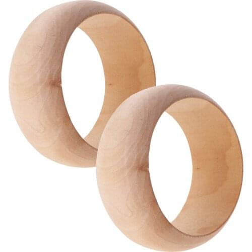 2Pcs Blank Wooden Bracelet Bangle Unfinished for Women Girls Handmade Jewelry