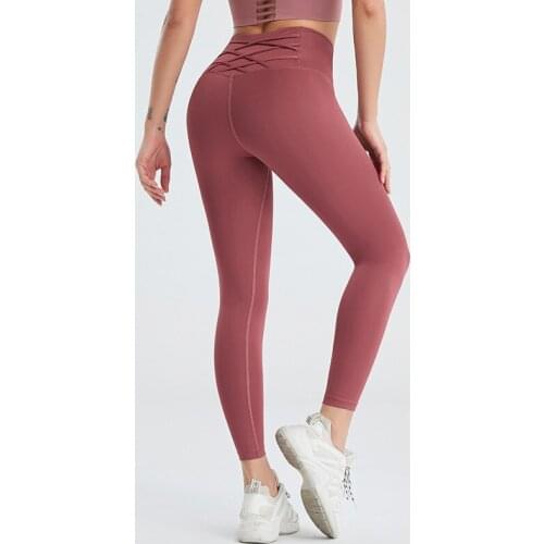 2021 New Yoga Pants Womens High Waist Hip Tight Pants Quick-drying Running Nude Peach Sports Pants