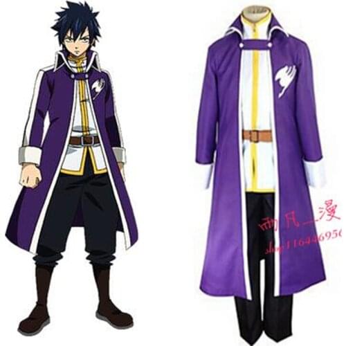 2016 New Arrival Anime Fairy Tail Gray Fullbuster Cosplay Costume Purple Version Customized